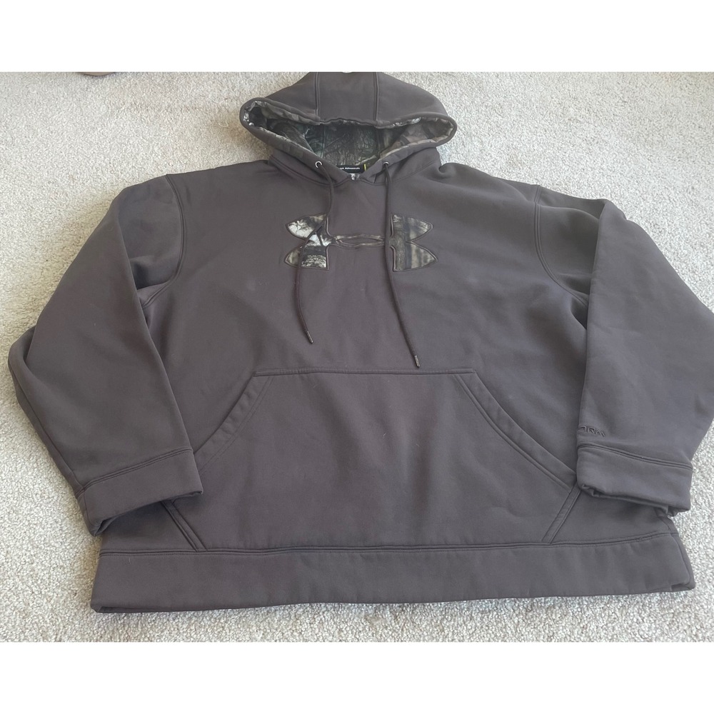 Under Armour Storm Hoodie Mens Brown Camo Logo Pullover Sweatshirt